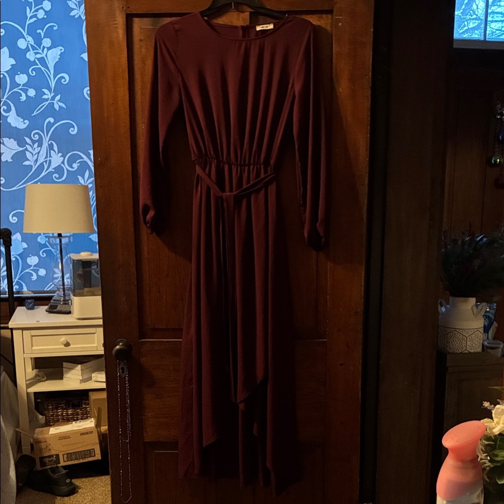 First Love Deep Burgundy Long Sleeve Dress